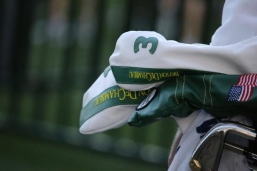 Bryson DeChambeau at 2016 masters tournament with his Pure White and Green Major Collection headcovers.