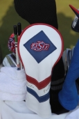 Rickie Fowler custom reserve style for 2014 US Open
Pure White body with Blue diamond patch and dual chevron in Cobalt and scarlet red leather with red piping