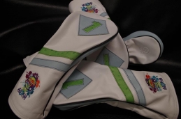 Custom Reserve style for event:
Pure White body
Light blue side panel, diamond patch and stripe
Lime Green ostrich underlay numeral and stripe
Piping - navy