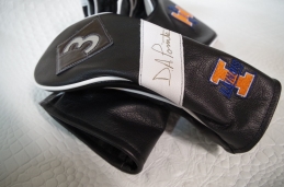 Custom Reserve style for PGA Tour Player DA Points
Stealth Black Body with Large Vintage Band Stripe with Black italian Diamond patches and Silver Bullet underlay!