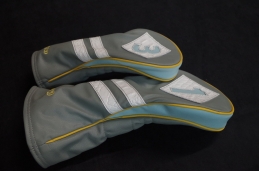 Custom Reserve Design - Grey Body with Carolina Blue panel, yellow piping with white croc and blue underlay. Pattern: Dual Vintage Stripe in White Croc