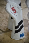 Custoim Design with pure white body and stealth black stripes.

Diamond patch is Pure White with bulls eye red number