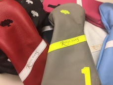 Armor Grey leather with Cru Bolt accents among other headcovers for Royal Oaks CC.